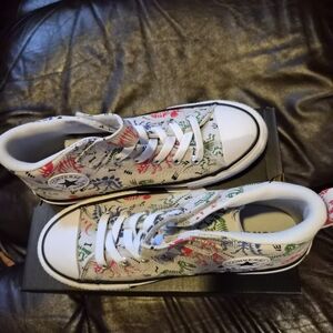 Converse Sneakers with Colorful Dino Pattern